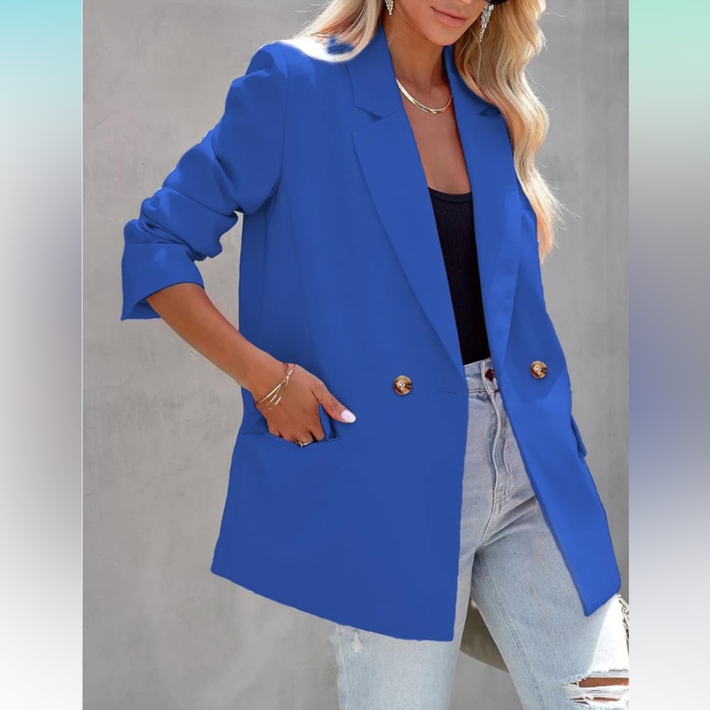 CASUAL WOMENS BLUE BLAZER SIZE SMALL